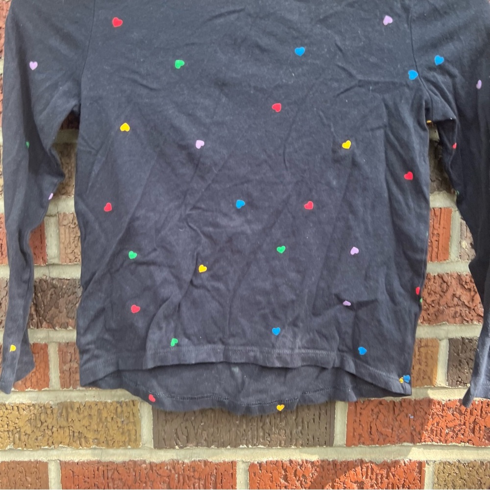 Old Navy Navy Blue and Multicolored Heart Patterned Long Sleeve Top - Picture 2 of 3